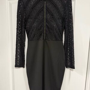 Shinestar Black Long Sleeve Lace Dress